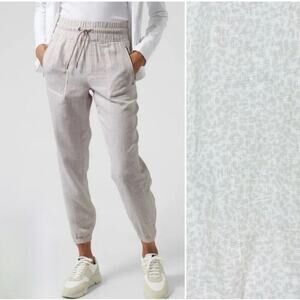 Athleta Linen Jogger Pants Womens 8 Neutrals Animal Print Resort Wear Cruise